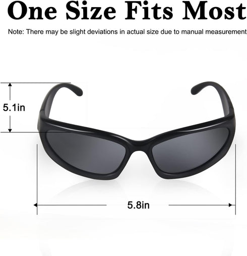 3 Pairs Y2K Wrap Around Sunglasses Trendy Silver Glasses Oval Black Shades Sporty Futuristic Aesthetic for Women Men Rave...